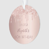 60e verjaardag roos gouden blush roze druppels ornament (voorkant)