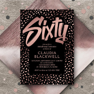 60e Verjaardag Roos Gouden Confetti Kaart