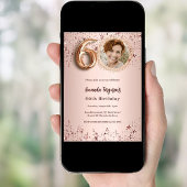 60e verjaardag roos gouden fotosterren kaart