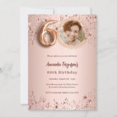 60e verjaardag roos gouden fotosterren kaart (Voorkant)