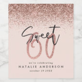 60e verjaardag roos gouden girly glitter partij gu wijn etiket (Enkel label)