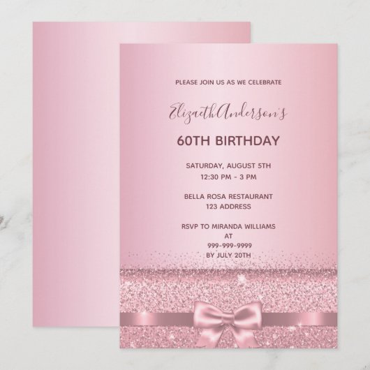 60e verjaardag roos gouden glans kaart (Voorkant / Achterkant)