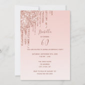 60e verjaardag roos gouden jurk glitter drip kaart (Achterkant)