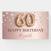 60e verjaardag roos gouden roze diamanten spandoek (Horizontaal)