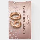 60e verjaardag roos gouden roze diamanten spandoek (Verticaal)