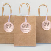 60e verjaardag roos gouden roze druppels ronde sticker