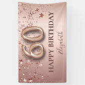 60e verjaardag roos gouden roze sterren ballonschr spandoek (Verticaal)