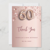60e verjaardag roos gouden roze sterren bedankkaart (Voorkant)