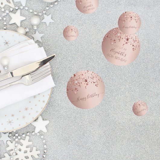 60e verjaardag roos gouden roze sterren glam confetti