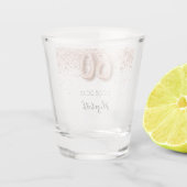 60e verjaardag roos gouden zwarte confetti naam shot glas (Achterkant)