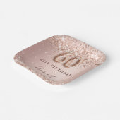 60e verjaardag roos gouden zwarte glitter naam papieren bordje (Gebogen)