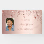 60e verjaardag roos gouden zwarte sterren foto spandoek (Horizontaal)