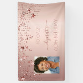 60e verjaardag roos gouden zwarte sterren foto spandoek (Verticaal)