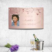 60e verjaardag roos gouden zwarte sterren foto spandoek