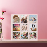 60e verjaardag roos goudroze, aangepaste fotocolla imitatie canvas print<br><div class="desc">Een uniek cadeau voor een 60ste verjaardag, haar leven vieren met een collage van 8 van je eigen foto's, afbeeldingen. Personaliseer en voeg haar naam en een datum toe. Een chique rozen gouden, blush roze achtergrond. De naam is geschreven met een modern handgeschreven stylescript, nummer 60 met een ballonstijl lettertype....</div>