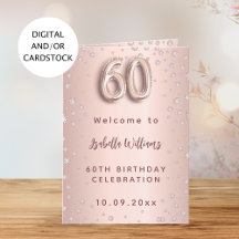 60e verjaardag rose goud diamanten welkom menu