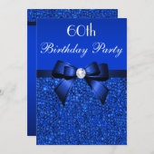 60e verjaardag Royal Blue Sequins Bow and Diamond Kaart (Voorkant / Achterkant)