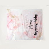 60e verjaardag, roze en gouden achtergrond wandkleed (Voorkant (horizontaal))