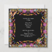 60e verjaardag Roze Floral Butterfly Gold Black 3 Kaart (Achterkant)