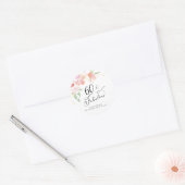 60e verjaardag Roze Floral Waterverf Ronde Sticker (Envelop)