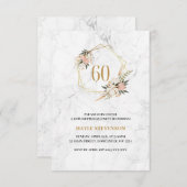 60e verjaardag Roze Floral Witte afbeelding Kaart (Voorkant / Achterkant)