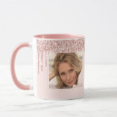 60e verjaardag roze foto roos goud glitter ballon mok (Links)