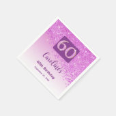 60e Verjaardag  Roze Glitter Servetten (Hoek)
