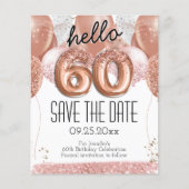 60e verjaardag Roze glitter sparen de Datum (Voorkant)