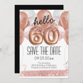 60e verjaardag Roze glitter sparen de Datum Kaart (Voorkant / Achterkant)