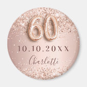 60e verjaardag roze goud blush save the date magneet (Voorkant)
