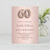 60e verjaardag roze goud diamanten kaart (Staand voorkant)