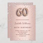 60e verjaardag roze goud diamanten kaart (Voorkant / Achterkant)