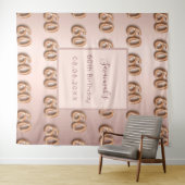 60e verjaardag roze goud monogram luxe wandkleed (In Situ (horizontaal))