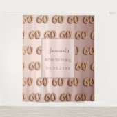 60e verjaardag roze goud monogram luxe wandkleed (Voorkant)