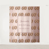 60e verjaardag roze goud roze monogram luxe wandkleed (Voorkant)