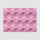 60e verjaardag  Roze met Naam Weefseldocument Tissuepapier (Voorkant)