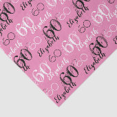 60e verjaardag  Roze met Naam Weefseldocument Tissuepapier (Detail)