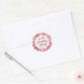 60e verjaardag Roze Roos Wervelende Hart Envelope Ronde Sticker (Envelop)