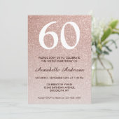 60e verjaardag Roze Rose Gold Glitter Sparkle Ombr Kaart (Staand voorkant)