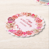 60e verjaardag roze rozen swirly hart kartonnen onderzetters (Gekanteld)