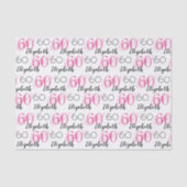 60e verjaardag Roze Stijlvol Custom Tissue Paper Tissuepapier (Voorkant)