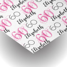 60e verjaardag Roze Stijlvol Custom Tissue Paper