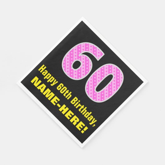 60e verjaardag: Roze strepen en hart "60" + naam Servet (Hoek)