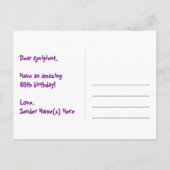 60e verjaardag: roze strepen & harten, regenboog 6 briefkaart (Achterkant)