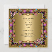 60e verjaardag  roze vlinderbloemgoud kaart (Achterkant)