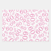60e verjaardag Roze/White Random Number Pattern 60 Inpakpapier Vel (Voorkant 2)