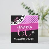 60e verjaardag Roze witte zwarte pooldots W316C Kaart (Staand voorkant)