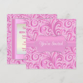 60e verjaardag | Roze, zilver en witte vlakken Kaart (Voorkant / Achterkant)