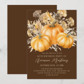 60e verjaardag Rustic Boho Pompoen Herfstloof Kaart (Voorkant / Achterkant)