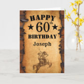 60e verjaardag Rustic Country Western Cowboy Horse Kaart (Gele Bloem)